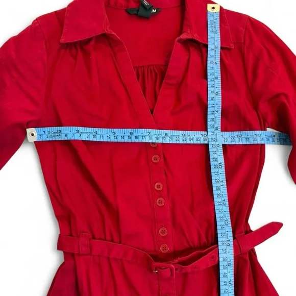 H&M Vibrant Red Long Sleeve Dress - Picture 4 of 8